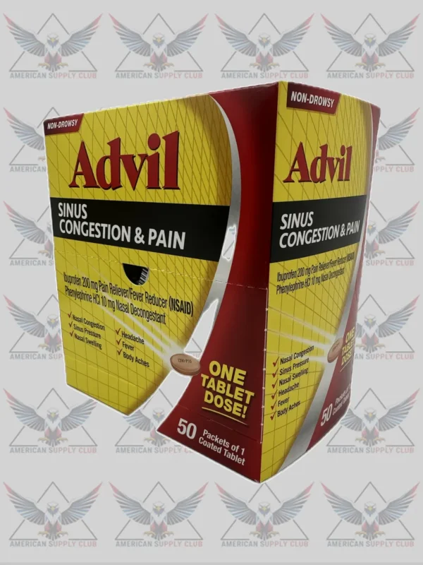 Advil Sinus Congestion & Pain Relief, 1-Tablet Packets, Box of 50