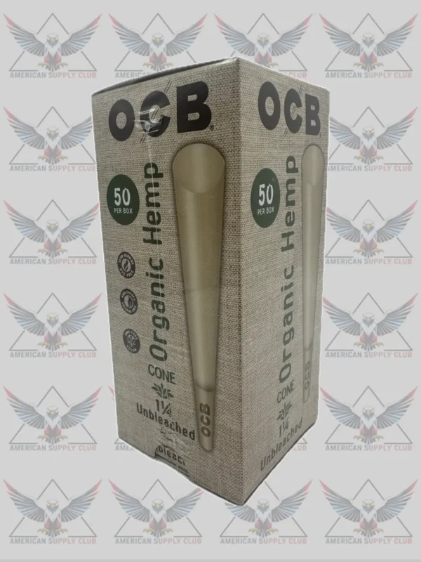 OCB Organic Hemp 1 1/4 Unbleached Cones - 50 Count