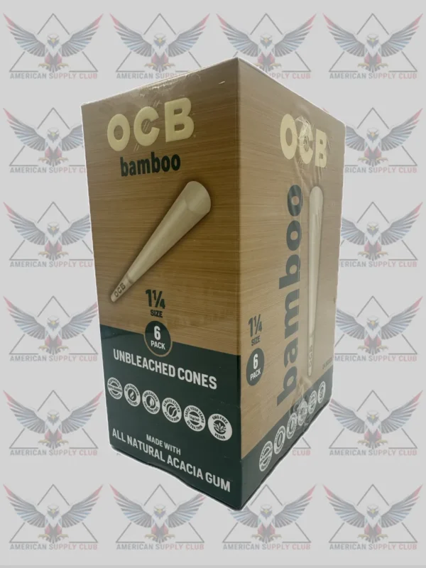 OCB Bamboo 1 1/4 Unbleached Cones - 24 Packs of 6