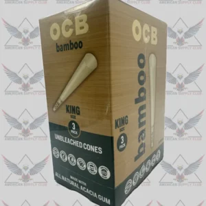 OCB Bamboo King Size Unbleached Cones - 24 Packs of 3
